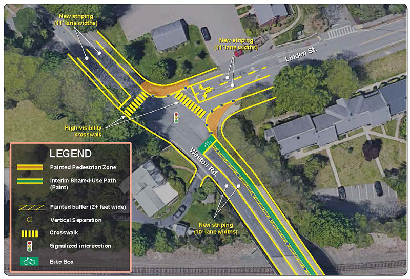 Figure 15 - Low-Cost Intersection Improvement Recommendations for Linden Street and Weston Road Figure 15 - Low-Cost Intersection Improvement Recommendations for Linden Street and Weston Road